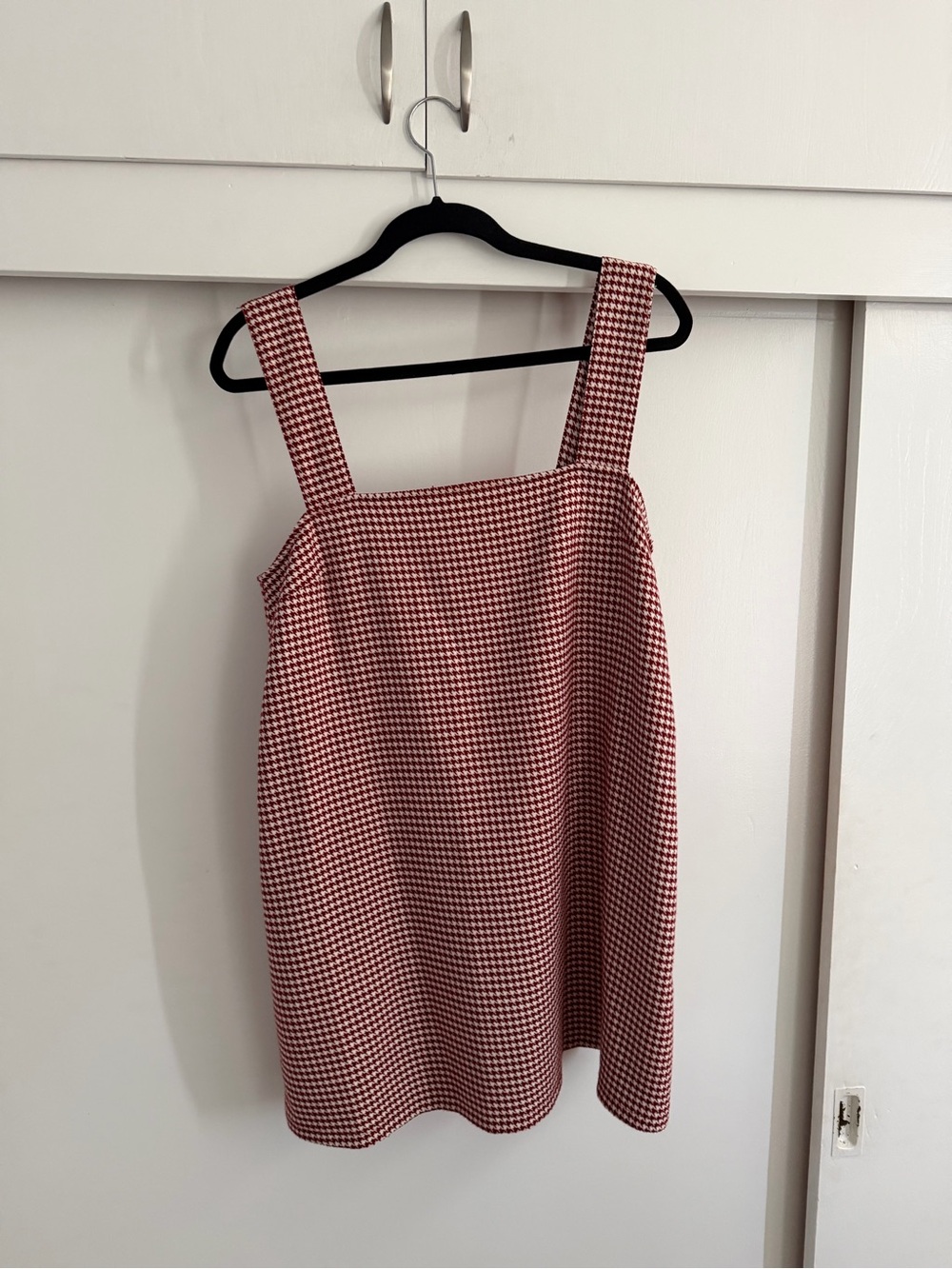 Reformation Red Houndstooth Square-Neck Tunic